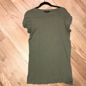 Short sleeve, open back, olive green T-shirt